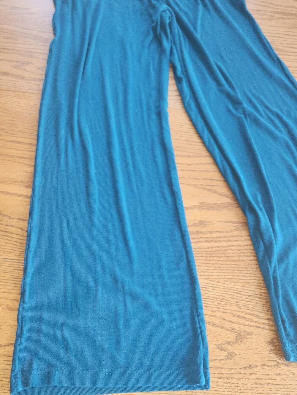 D30 Zyia Active Teal Blue ribbed knit scoopneck sleeveless one piece jumpsuit - Picture 8 of 14